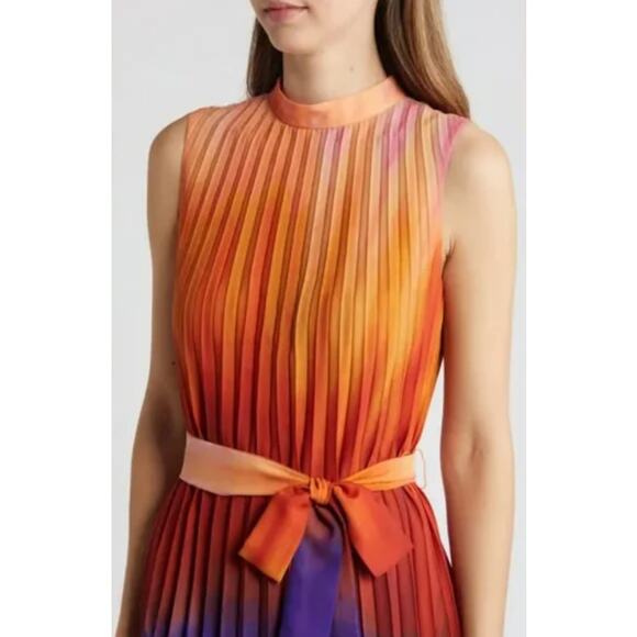 NWT Tahari ASL Ombre' Pleated Trapeze Midi Dress Sz 6 Handkerchief Hem MSRP $169 - Picture 9 of 14